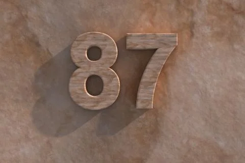 Number 87 carved from marble on marble base Stock Illustration