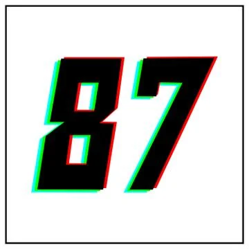 Number 87, eighty seven vector desing logo.Dynamic, split-color, shadow of  n Stock Illustration