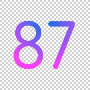 Number 87 gradient blue pink 3d sign symbol on transparent background Stock Illustration