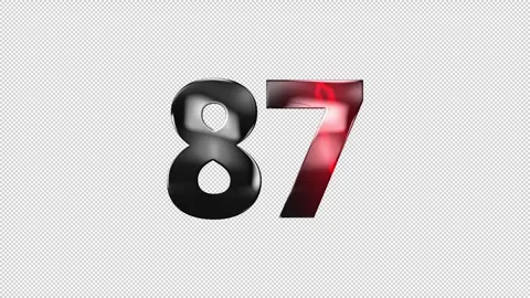 Number 87 with lightning, alpha channel, number eighty seven Stock Footage 276406576