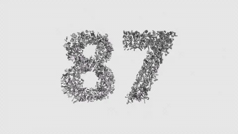 Number 87 Made Of Numbers. 3D Font Number Animation With Alpha Channel Stock Footage 302261228