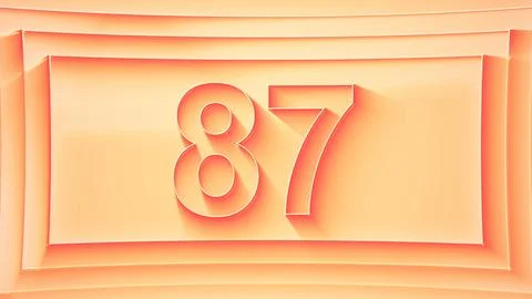 Number 87. Minimalistic embossed number with glittering lights. Stock Illustration