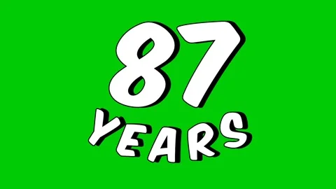 Number 87 years text animation motion graphics cartoon on green Stock Footage 296280409