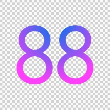 Number 88 gradient blue pink 3d sign symbol on transparent background Stock Illustration