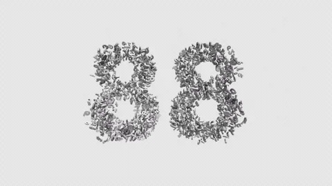 Number 88 Made Of Numbers. 3D Font Number Animation With Alpha Channel Stock Footage 302261260