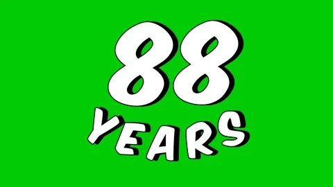 Number 88 years text animation motion graphics cartoon on green Stock Footage 296281507