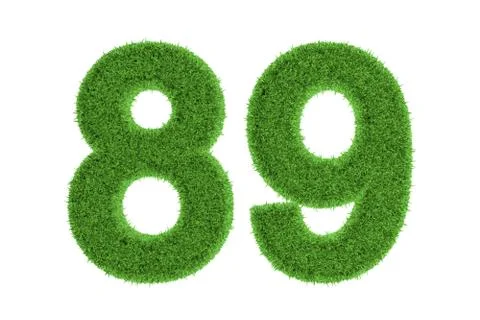 Number 89 with a green grass texture Stock Illustration