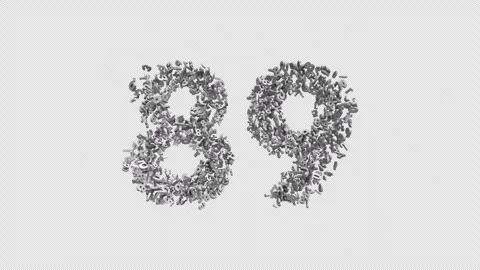 Number 89 Made Of Numbers. 3D Font Number Animation With Alpha Channel Stock Footage 302261268