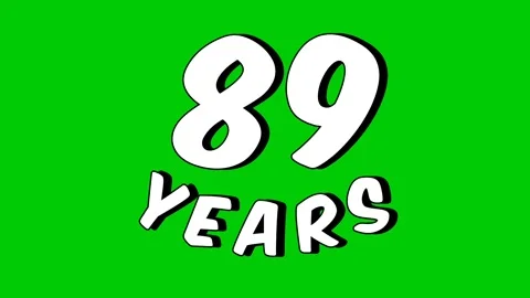 Number 89 years text animation motion graphics cartoon on green Stock Footage 296280893