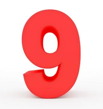 Number 9 3d red isolated on white Stock Illustration