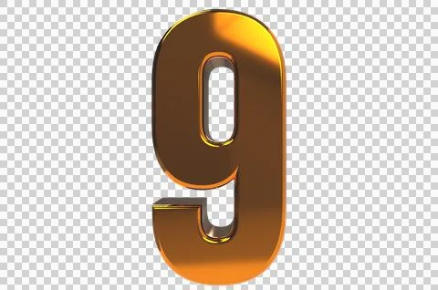 Number 9 3d render illustration PNG Transparent Background Stock Illustration