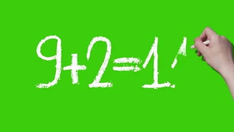 Number 9 Addition Exercise, Handwritten Animation, Green Background Stock Footage 287835404