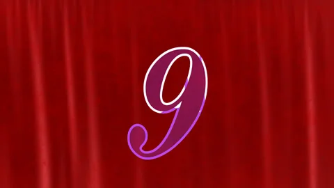 Number 9. Animation of the top ten numbers with alpha channel, background, loop. Vídeos de archivo 89299076