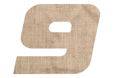 Number 9 with burlap texture on white background Foto stock