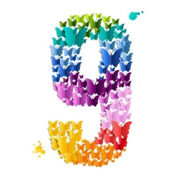 Number 9 Of Butterfly Stock Illustration
