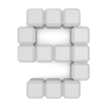 Number 9 cubic white Stock Illustration