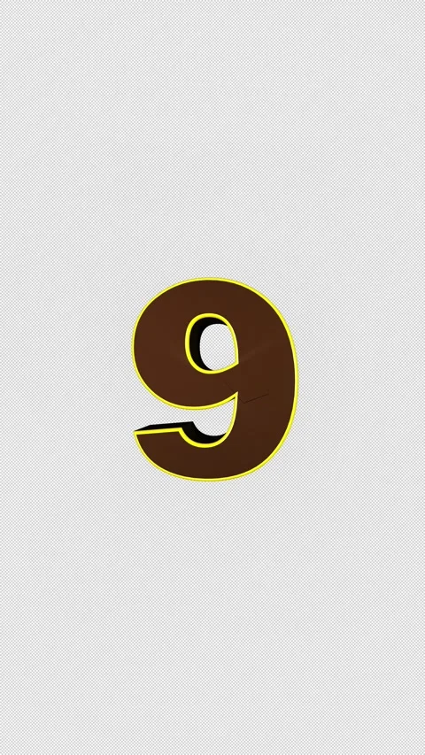 Number 9 Explosive Top Ten Number Transition Animation, Loop Stock Footage 336974968