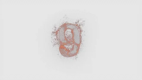 Number 9 on fire with alpha channel, number nine Stock Footage 262259554