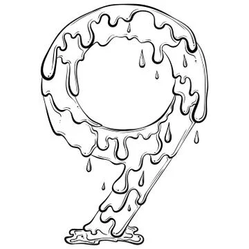 Number 9 with flow drops Stock Illustration