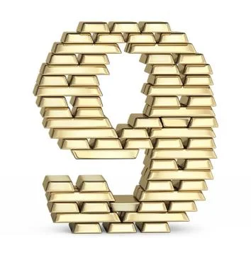 Number 9 from gold bars Ilustración de archivo