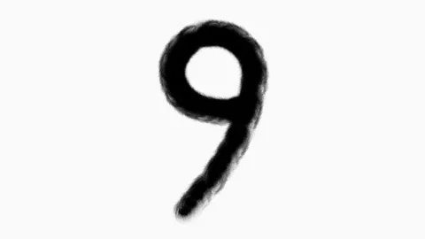 Number 9 Hand Drawn Animation With Brush Stroke Stock Footage 300296504