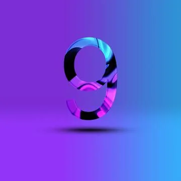 Number 9 illustration . Creative synthwave cyberpunk design elements. Isolate Stock Illustration
