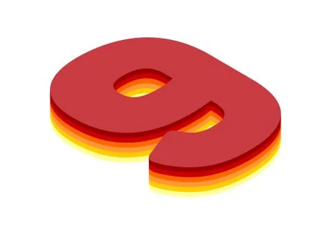 Number 9 Isometric 3D rendering isolated background Stock Illustration