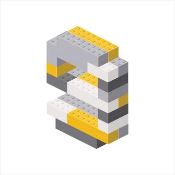 Number 9 in isometric view assembled from plastic blocks. Vector Stock Illustration