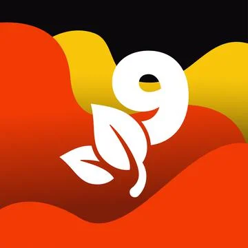 Number 9 Leaf Logo Stock Illustration