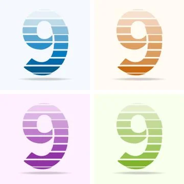 Number 9 logo design set Stock Illustration