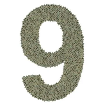 Number 9 made of old and dirty microprocessors Stock Illustration
