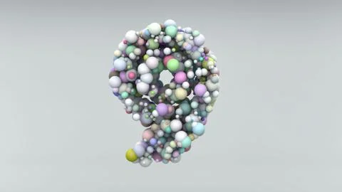 Number 9 made of plastic beads, purple bubbles, isolated on white, 3d render Stock Illustration