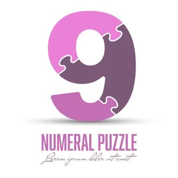 Number 9 is made up of puzzles. Vector illustration for logo, brand logo, sti Stock Illustration