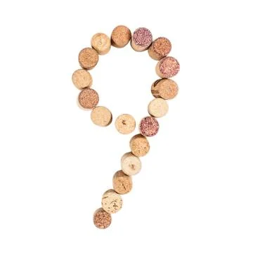The number 9 is made from wine corks, close-up. Isolated on white background Stock Photos