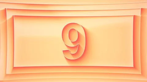 Number 9. Minimalistic embossed number with glittering lights. Stock Illustration