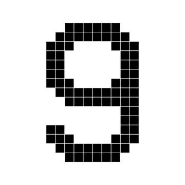 Number 9 nine 3d cube pixel shape minecraft 8 bit Stock Illustration
