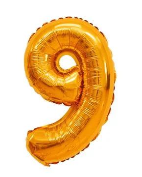 Number 9 (nine) from balloons orange Stock Photos