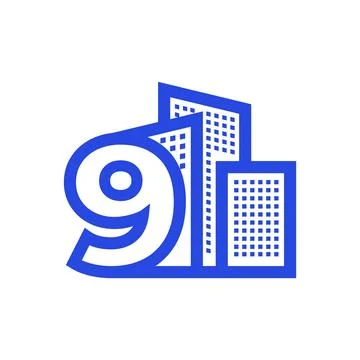 Number 9 nine with building property apartment logo design vector graphic s.. Ilustración de archivo