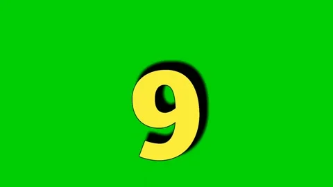 Number 9 nine cartoon animation on green... | Stock Video | Pond5