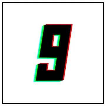 Number 9, nine vector desing logo.Dynamic, split-color, shadow of  number red Illustrazione stock