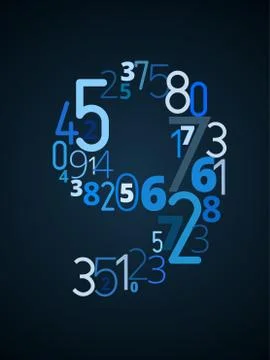 Number 9, vector font from numbers Illustrazione stock