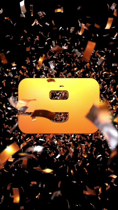 Number 9 which appears passing through a cloud of golden confetti on a blac.. 스톡 동영상 266844457