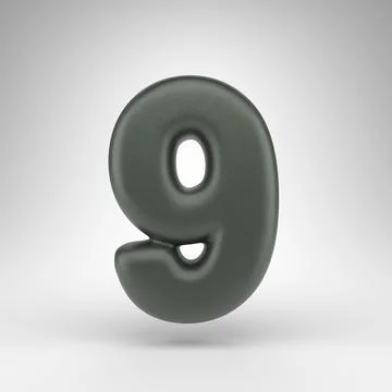 Number 9 on white background. Anodized green 3D number with matte texture. 스톡 일러스트