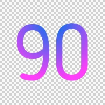 Number 90 gradient blue pink 3d sign symbol on transparent background Stock Illustration