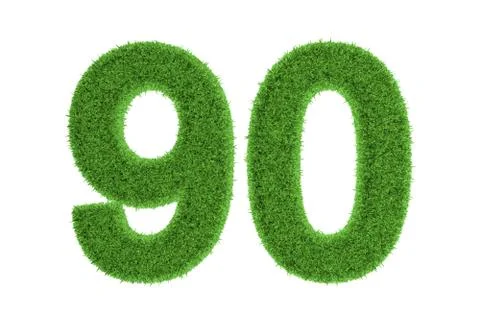 Number 90 with a green grass texture Stock Illustration