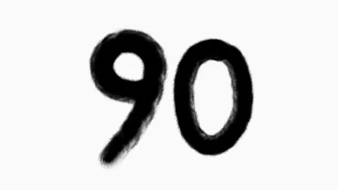Number 90 Hand Drawn Animation With Brush Stroke Stock Footage 301108730