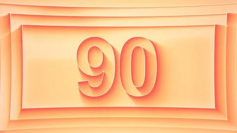 Number 90. Minimalistic embossed number with glittering lights. Stock Illustration