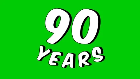 Number 90 years text animation motion graphics cartoon on green Stock Footage 296281508