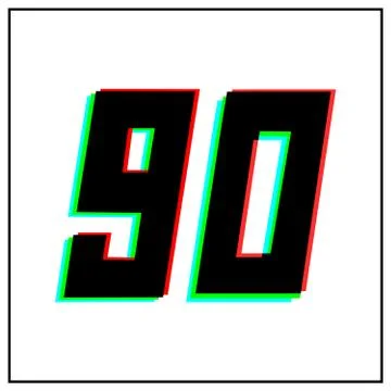 Number 90,ninety vector desing logo.Dynamic, split-color, shadow of  number r Stock Illustration