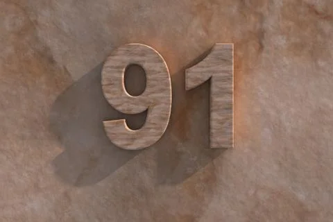 Number 91 carved from marble on marble base Stock Illustration